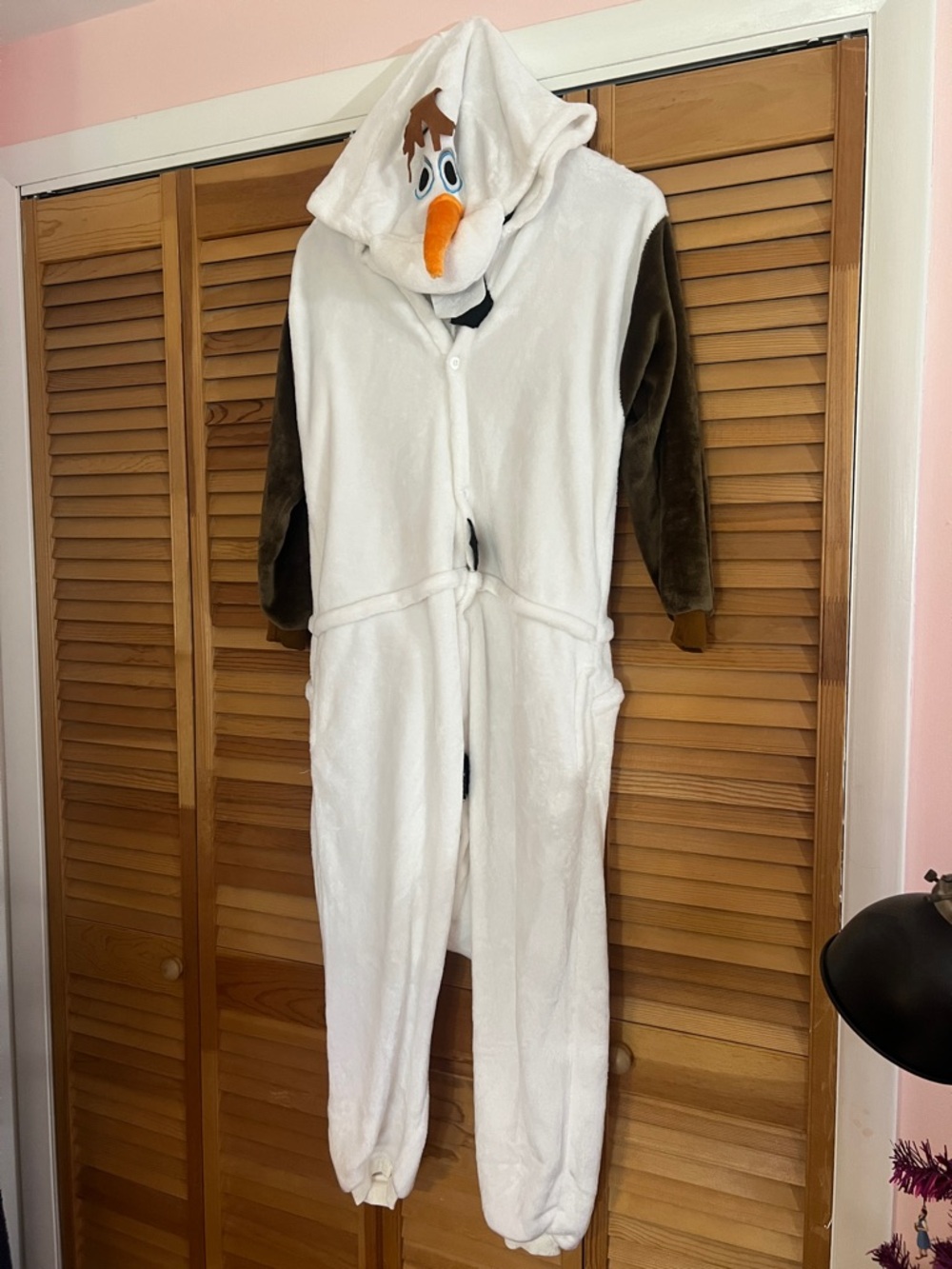 Olaf Plush Fleece Onesie - White with Brown Sleeves